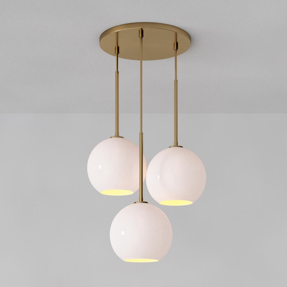 Sculptural Glass 3Light Globe Chandelier Milk West Elm UK